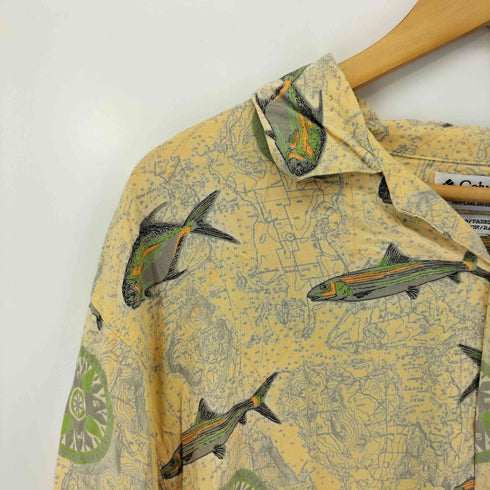 コロンビアスポーツウェア Columbia Sportswear レーヨン 魚拓 S/S オープンカラーシャツ メンズ