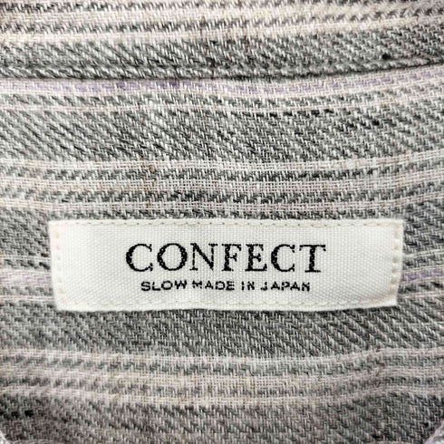 コンフェクト confect リネンストライプバンドカラーシャツ メンズ JPN:5