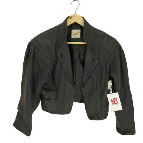 ショルダータック スタンドネック クロップド レザー ジャケット レディース JPN:M