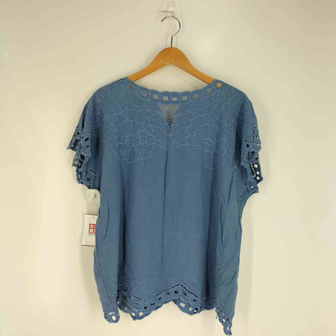 Jane Ashley インドネシア製 フラワー刺繍 レース レーヨン ブラウス レディース import:M