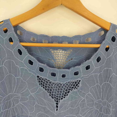 Jane Ashley インドネシア製 フラワー刺繍 レース レーヨン ブラウス レディース import:M