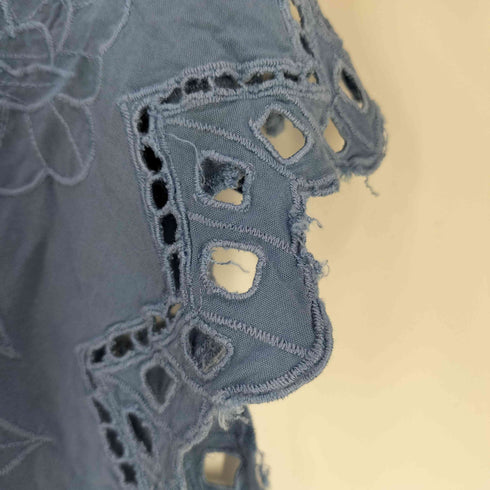 Jane Ashley インドネシア製 フラワー刺繍 レース レーヨン ブラウス レディース import:M