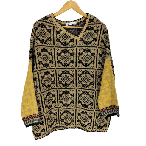 ザラ ZARA 幾何学模様 アシンメトリーニット セーター レディース XS-S