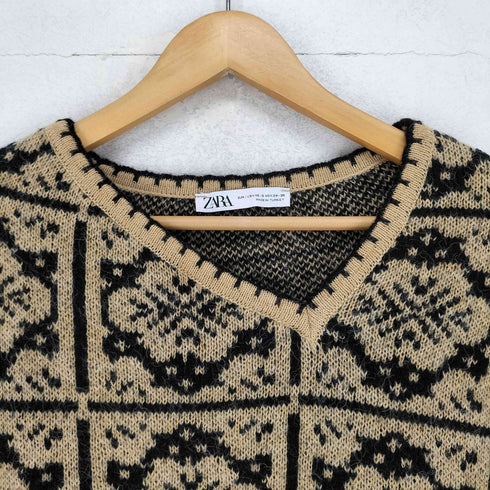 ザラ ZARA 幾何学模様 アシンメトリーニット セーター レディース XS-S
