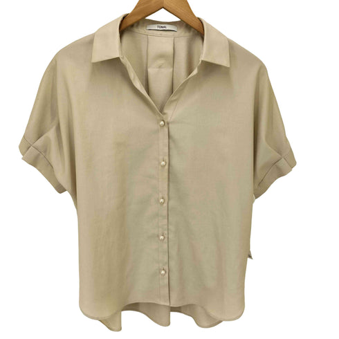 トーナル TONAL 20SS パール釦タックスリーブオープンシャツ レディース JPN:38