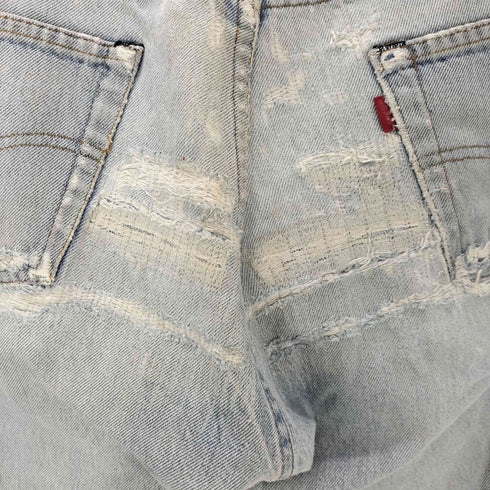 リーバイス Levis 80S ボタン裏524 赤耳 501 ボタンフライデニムパンツ リペア加工 襤褸 メンズ