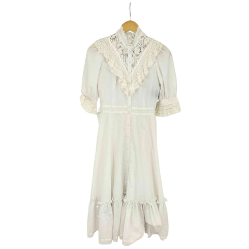 ガニーサックス GUNNE SAX USA製 レースフリル ロングワンピース レディース 7