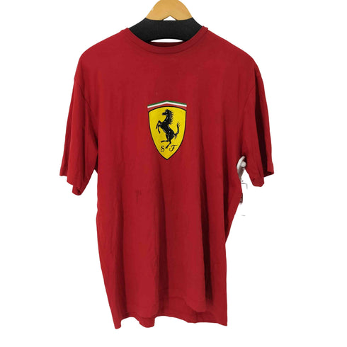 ferrari フロントロゴプリントクルーネックTシャツ メンズ