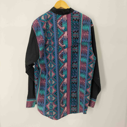 USA製 L/S 総柄ノーカラーシャツ メンズ