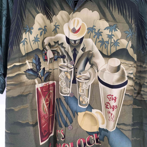 BIG DOGS レーヨン100 アロハシャツ メンズ import:M
