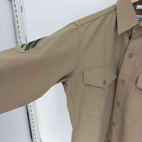 ユーエスアーミー U.S. ARMY DEFENSE LOGISTICS AGENCY 襟芯 デカ襟 銃 ワッペン ミリタリー L/S シャツ 2011年製 メンズ 15×35