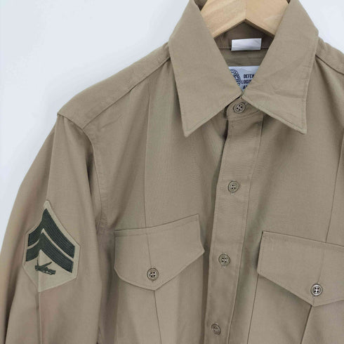 ユーエスアーミー U.S. ARMY DEFENSE LOGISTICS AGENCY 襟芯 デカ襟 銃 ワッペン ミリタリー L/S シャツ 2011年製 メンズ 15×35