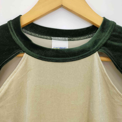 チャオパニック Ciaopanic ベロア配色肩スリットラグランTEE レディース ONE SIZE