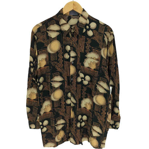 GIOVANNI UOMO 花柄 総柄 ビスコース シルク L/S シャツ メンズ JPN:M