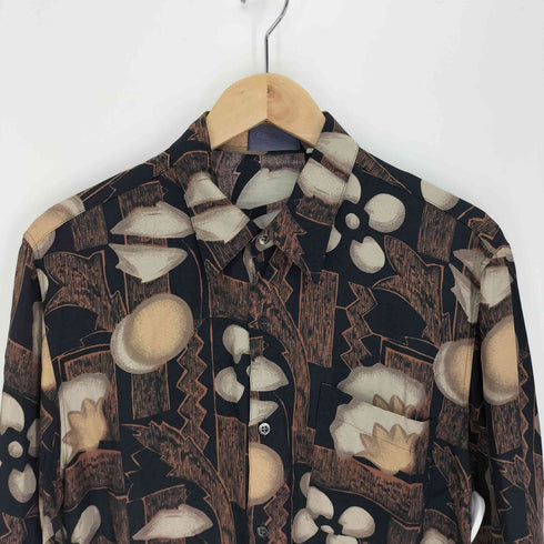 GIOVANNI UOMO 花柄 総柄 ビスコース シルク L/S シャツ メンズ JPN:M