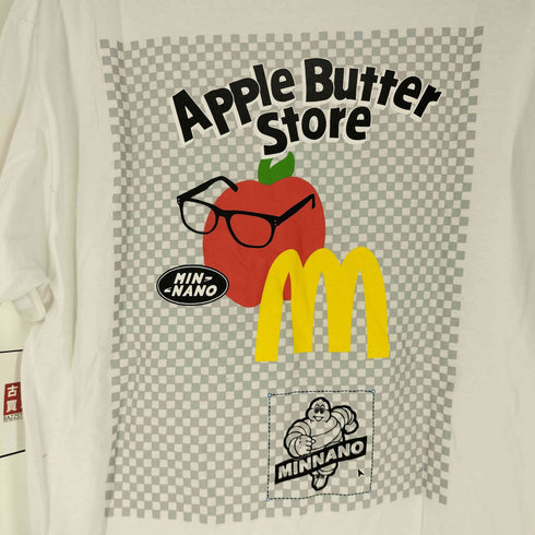 アップルバターストア APPLE BUTTER STORE コットン 両面プリント クルーネックTシャツ メンズ import:L