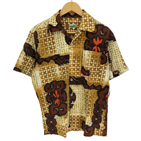 60-70S BUDO TAHITISHIRT バテイック 総柄 開襟 オープンカラー アロハ シャツ メンズ
