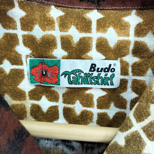 60-70S BUDO TAHITISHIRT バテイック 総柄 開襟 オープンカラー アロハ シャツ メンズ