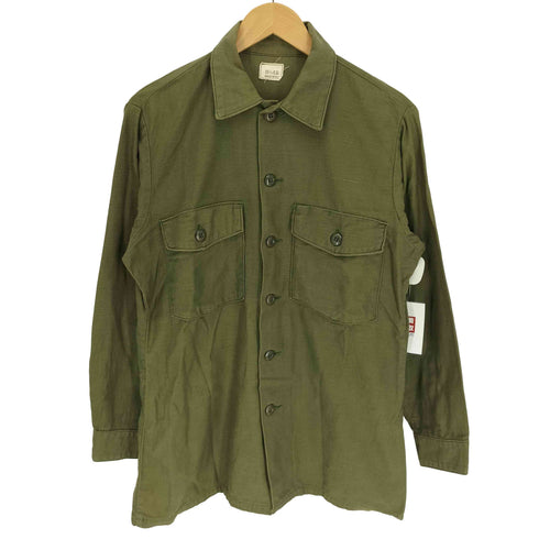 ユーエスアーミー U.S. ARMY 70S UTILITY CTN SATEEN OG107 ユーティリティ コットン サテン ファティーグ ミリタリー シャツ 1975年製 メンズ 15 1/2×31