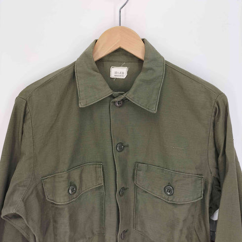 ユーエスアーミー U.S. ARMY 70S UTILITY CTN SATEEN OG107 ユーティリティ コットン サテン ファティーグ ミリタリー シャツ 1975年製 メンズ 15 1/2×31