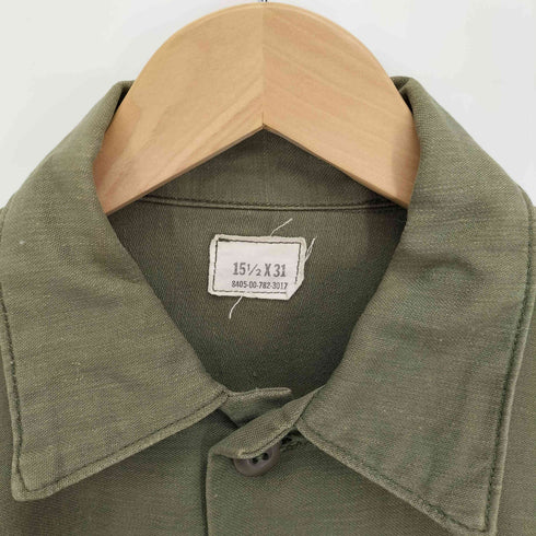 ユーエスアーミー U.S. ARMY 70S UTILITY CTN SATEEN OG107 ユーティリティ コットン サテン ファティーグ ミリタリー シャツ 1975年製 メンズ 15 1/2×31