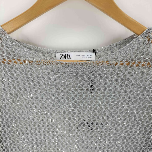 ザラ ZARA スパンコール メッシュロングワンピース レディース import:S