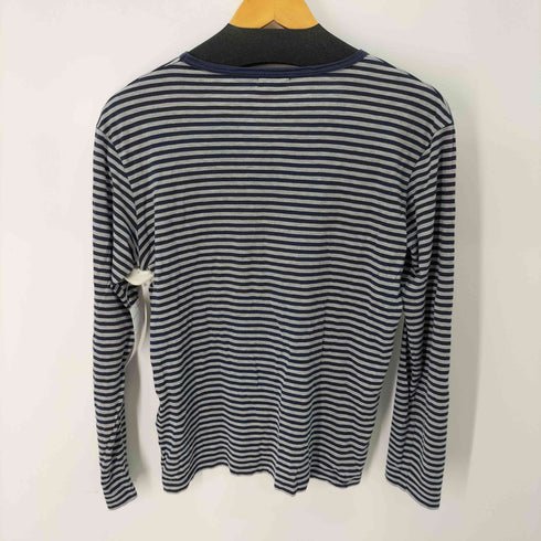 サンスペル Sunspel L/S Vネックボーダートップス メンズ JPN:M