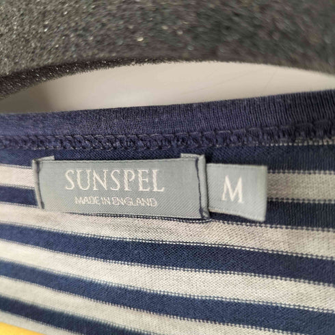 サンスペル Sunspel L/S Vネックボーダートップス メンズ JPN:M
