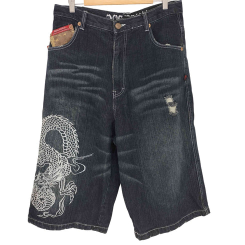 ドッグタウン DOG TOWN y2k Black Dragon Embroidery Distressed Baggy Short 平成 黒龍 刺繍 メンズ JPN:L