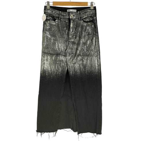 ザラ ZARA ラメコーティング ブラックデニムスカート レディース JPN:S
