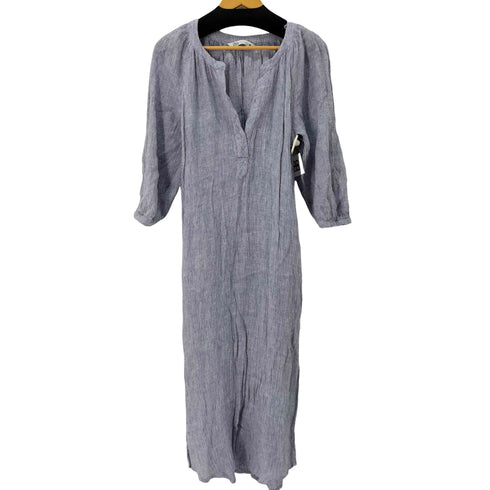 ザラ ZARA L/S リネン100% 楊柳 ロングワンピース レディース import:XS