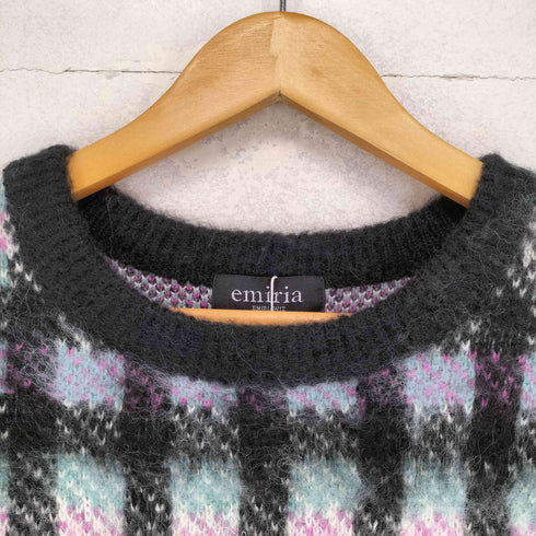 エミリアウィズ EMIRIA WIZ Cotton cloud check knit tops レディース JPN:M