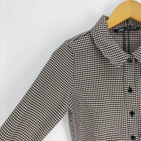 ザラ ZARA ハングトゥース 千鳥格子柄 シャーリング シャツ ワンピース レディース import:S