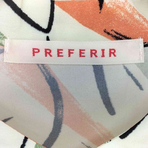 プレフェリール PREFERIR バンドカラーシャツ プリント半袖ワンピース レディース JPN:38
