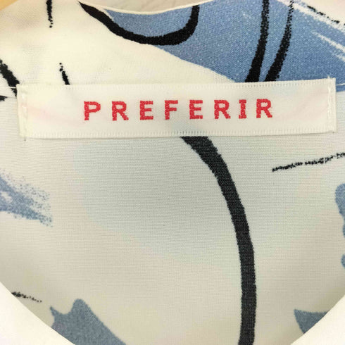 プレフェリール PREFERIR バンドカラーシャツ プリント半袖ワンピース レディース JPN:38