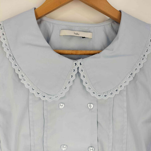 nugu haku (ORIGINAL) heart button lace puff blouce ハートボタン レース パフ ブラウス レディース FREE