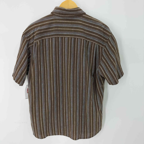 エディーバウアー Eddie Bauer 00S S/S リネン ストライプシャツ メンズ import:M