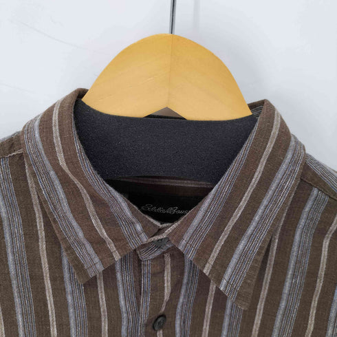 エディーバウアー Eddie Bauer 00S S/S リネン ストライプシャツ メンズ import:M