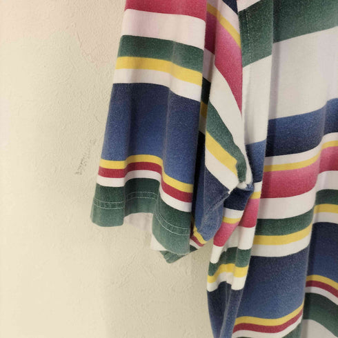 ランズエンド LANDS END 90S クルーネックボーダーカットソー マルチカラー メンズ import:L