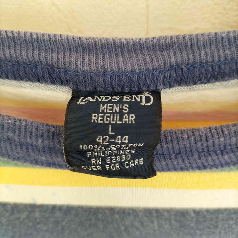 ランズエンド LANDS END 90S クルーネックボーダーカットソー マルチカラー メンズ import:L