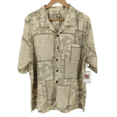 CARIBBEAN JOE シルク100% 開襟総柄アロハシャツ メンズ import:XL