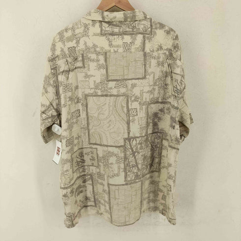 CARIBBEAN JOE シルク100% 開襟総柄アロハシャツ メンズ import:XL