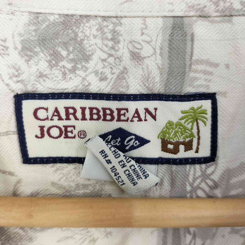 CARIBBEAN JOE シルク100% 開襟総柄アロハシャツ メンズ import:XL