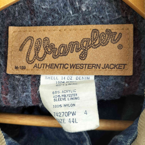 ラングラー Wrangler 90S 14OZ.DENIM AUTHENTIC WESTERN JACKET 裏地ブランケット メンズ import:L