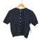 ラルフローレン RALPH LAUREN 80s 緑タグ コットンリネン レースアップ 半袖カーディガン レディース import:M