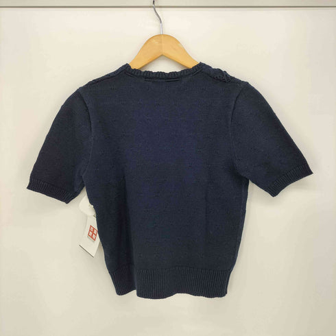 ラルフローレン RALPH LAUREN 80s 緑タグ コットンリネン レースアップ 半袖カーディガン レディース import:M