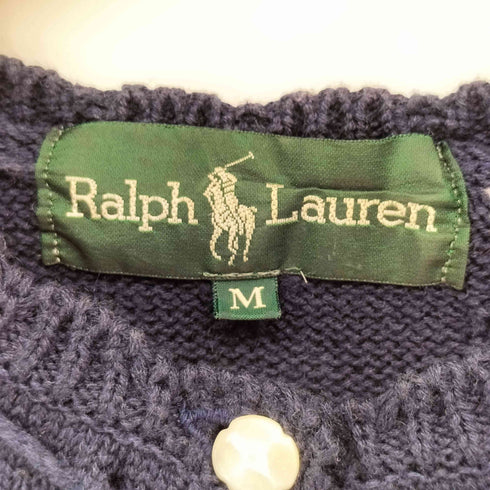 ラルフローレン RALPH LAUREN 80s 緑タグ コットンリネン レースアップ 半袖カーディガン レディース import:M