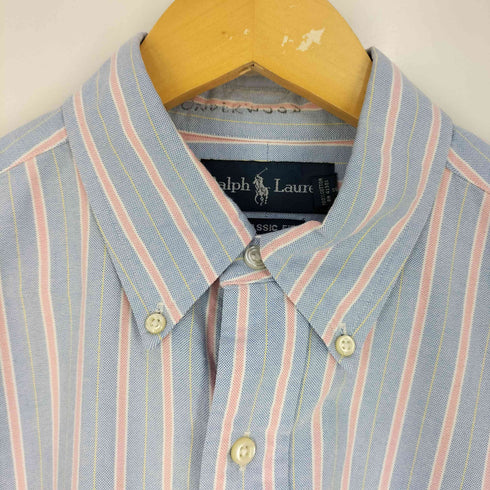 ラルフローレン RALPH LAUREN CLASSIC FIT ポニー刺繍 ストライプ コットン ボタンダウンシャツ メンズ import:L