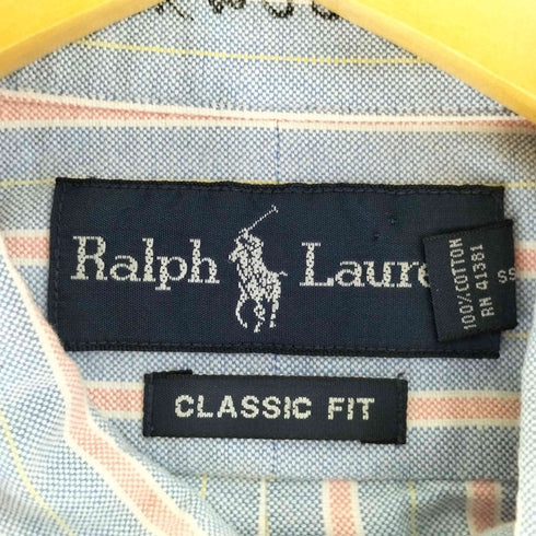 ラルフローレン RALPH LAUREN CLASSIC FIT ポニー刺繍 ストライプ コットン ボタンダウンシャツ メンズ import:L