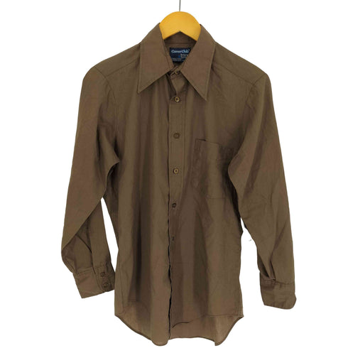 キャリアクラブ CAREER CLUB 80-90S USA製 BELGRAVE SQUARE デカ襟 襟芯 ポリコットン L/S レギュラーカラー シャツ メンズ